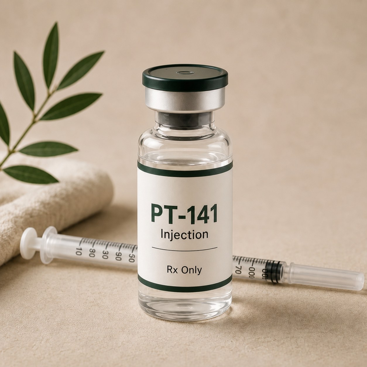 Riovie PT-141 compounded injection vial with syringe