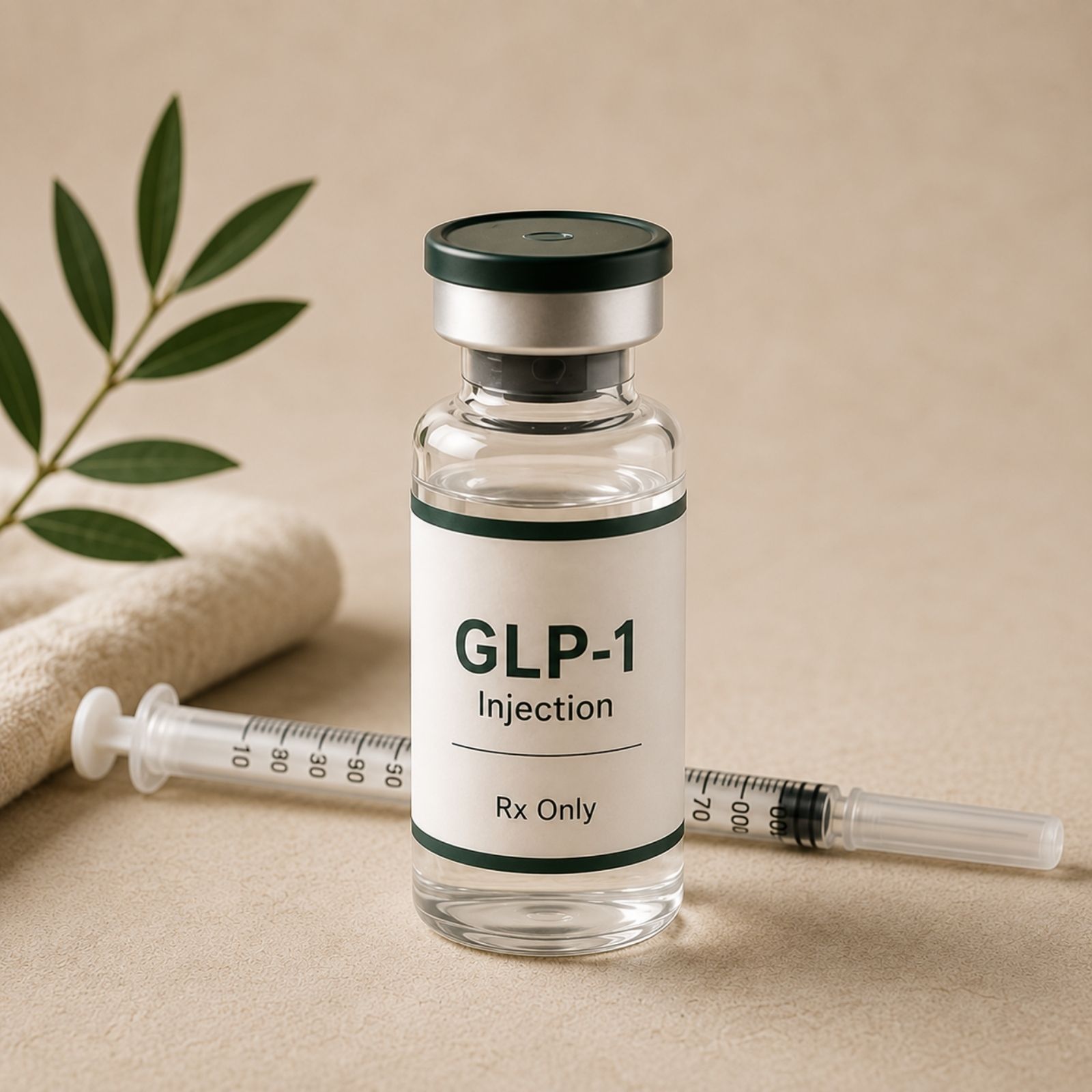 Riovie compounded GLP-1 injection vial with syringe
