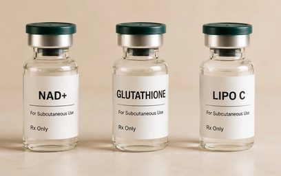 NAD+, glutathione and Lipo-C injection vials