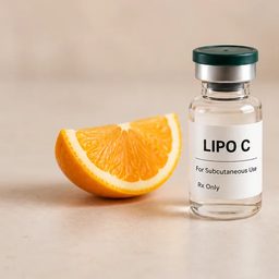 Lipo-C injection vial beside an orange slice