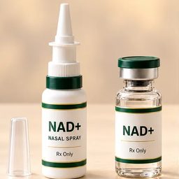 NAD+ nasal spray and injection vial