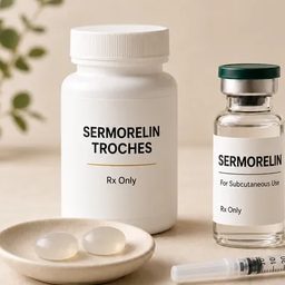 Sermorelin troches jar and injection vial